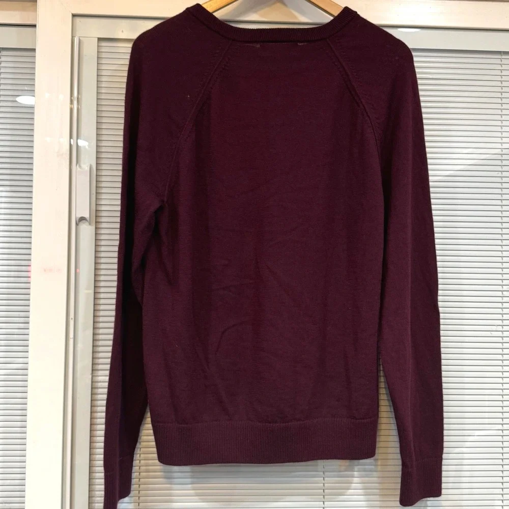 Banana Republic Mens Merino Wool Crewneck Sweater Burgundy Red Large 404705-12